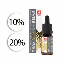 Swiss FX Pure THC freie CBD Öl Tropfen 10% und 20% in 10ml Flaschen.