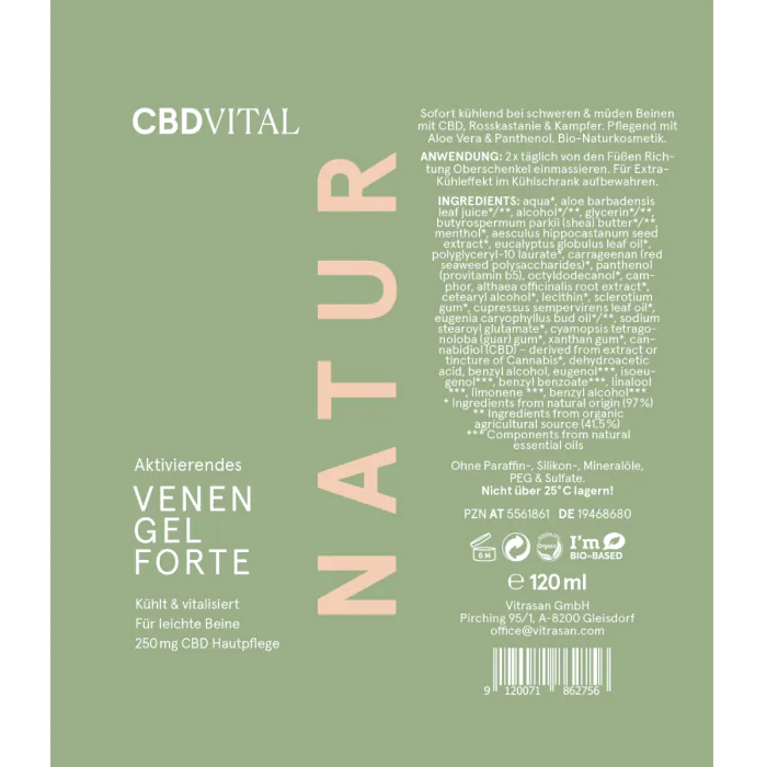 CBD VITAL Bio CBD Venengel Forte mit 250mg CBD – Bild 3